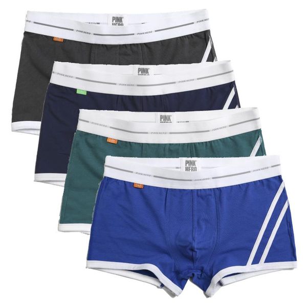 

underpants 4pcs pink heroes high-quality cotton men underwear fashion boxer short trunks gay cuecas male panties comfortable, Black;white
