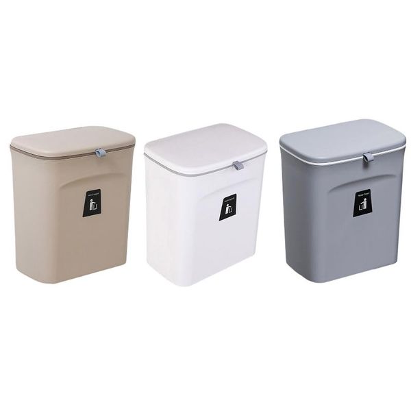 

waste bins 9l plastic hanging trash can with lid compost bin for most kitchen cabinet doors