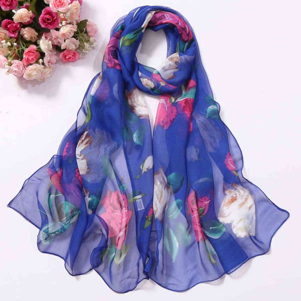 

new fashion spring/summer women floral printing beach silk scarf shawls female long wraps beach sunscreen hijab y1108, Blue;gray
