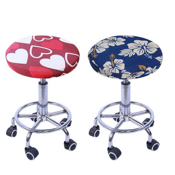 

1pc round chair cover bar elastic printing family office decoration flower covers