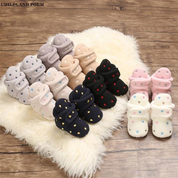 

first walkers baby shoes socks winter born fleece warm boy girl booties anti-slip infant crib
