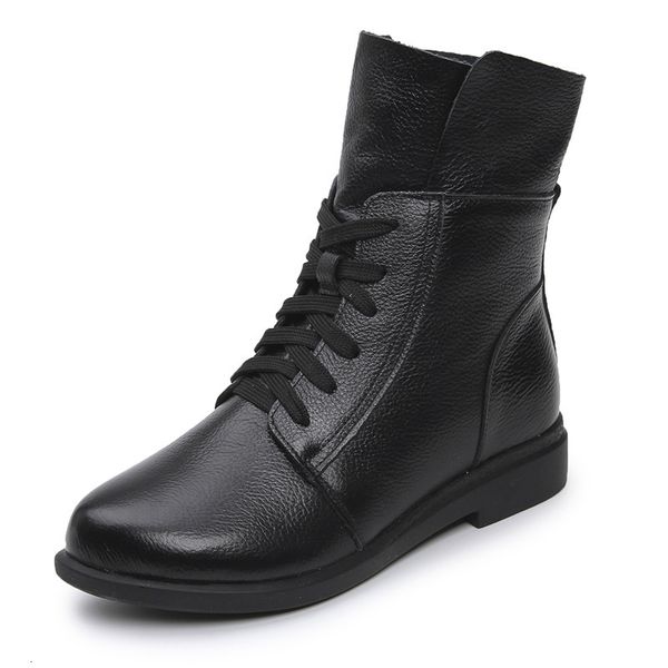 

boot cow fashion genuine leather women's square ankle short lady lace to black motorcycle boots red bootiesbn87 h21m