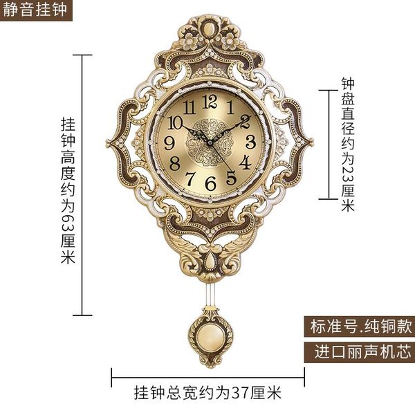 

wall clocks pendulum european style clock golden modern copper luxury mute large creative reloj pared home decor eb5wc