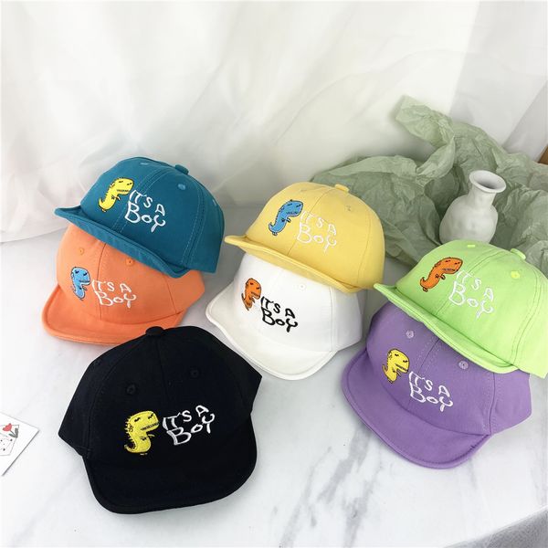 

new children's soft duck tongue hat fashion boys and girls dinosaur foreign style flanging cartoon sunshade baseball cap, Blue;gray
