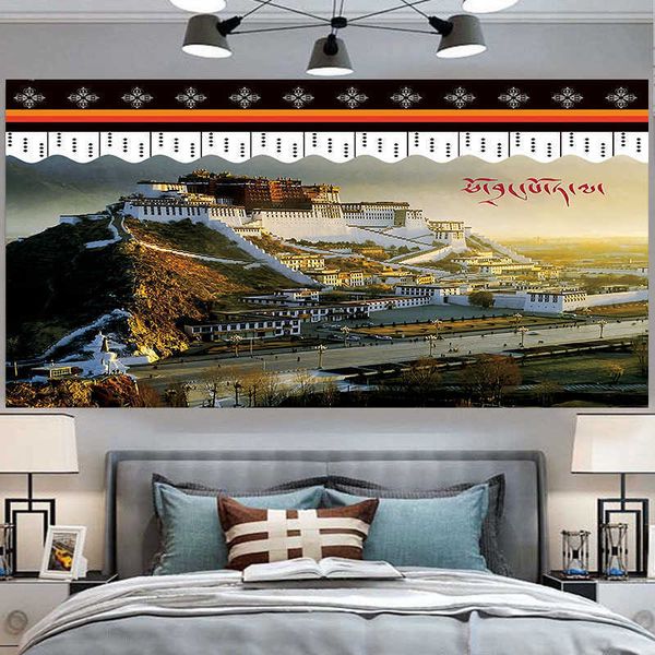 Tibet Potala Duvar Goblen Tapiz 3D Duvar Dekor Battaniye Trippy Goblen Tenture Murale 210609