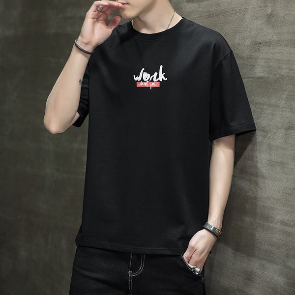 

men's t shirts short sleeve summer loose half korean fashion casual brand youth wear, White;black