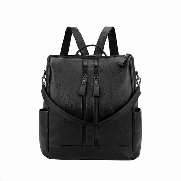 

fashion womens ladies pu leather backpacks bag large capacity shoulder travel black