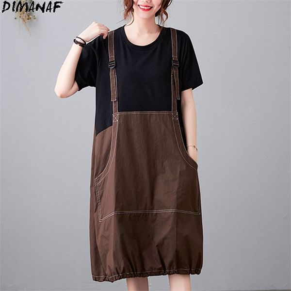 

summer dress women sundress cotton patchwork fake two-piece loose vintage show thin casual female es 210531, Black;gray