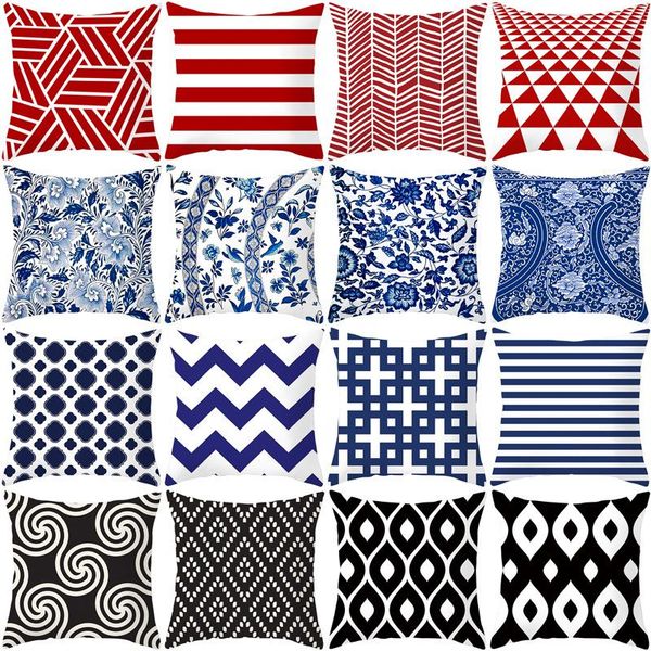 

cushion/decorative pillow red blue black geometry series decorative cushion covers pillowcase cushions for sofa polyester pillowcover