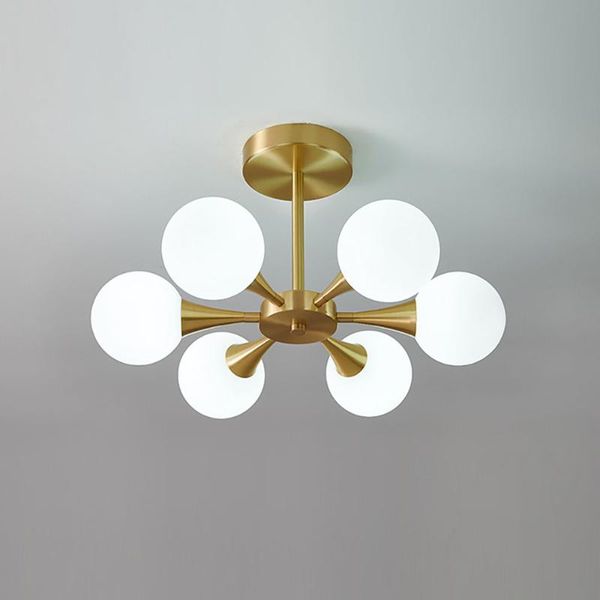 

ceiling lights nordic copper lamps modern bedroom restaurant milky glass ball
