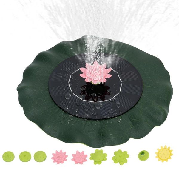

lotus leaf solar fountain with 9 nozzles powered pump bird bath patio garden pond floating circle water decorations