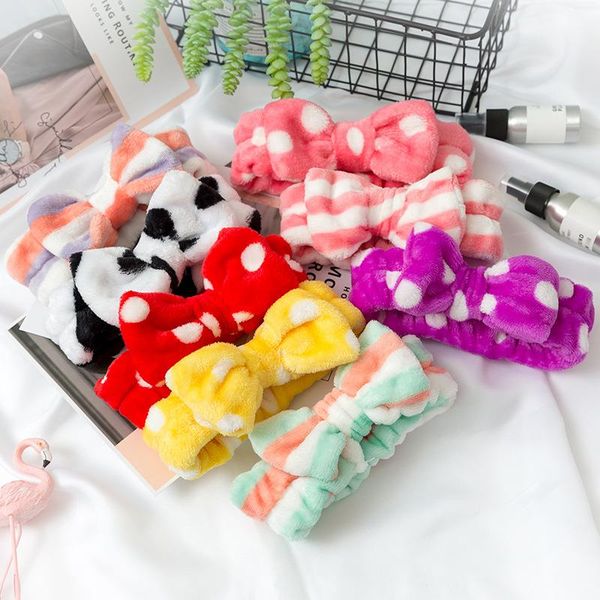 

hair accessories leopard soft bow wash face headbands for women girls make up coral fleece hairbands holder headwear