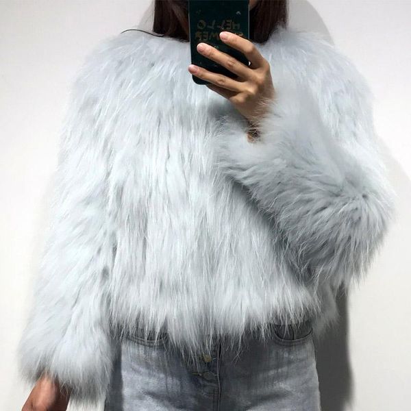 

women's fur & faux women natural jacket knitted ladies real, Black