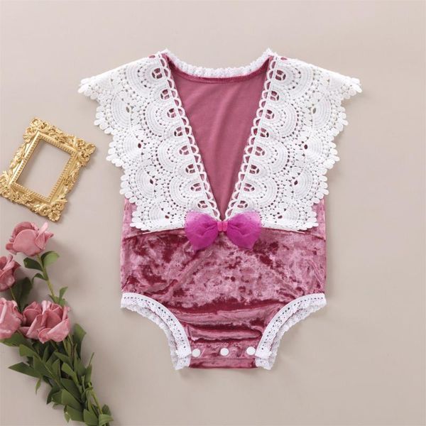 

clothing sets toddler kids baby girls lace ruffle vest solid jumpsuit romper princess clothes ropa niÃ±a meisjes kleding, White