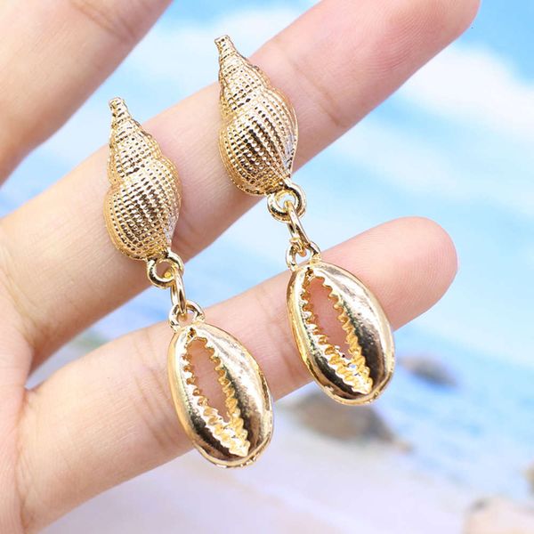

new bohemian conch starfish shell alloy women ocean style color earrings, Black