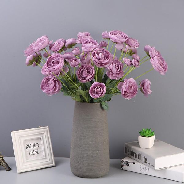 

decorative flowers & wreaths 4 heads artificial peony tea roses dew drops lotus silk fake valentine's day gift diy family garden weddin