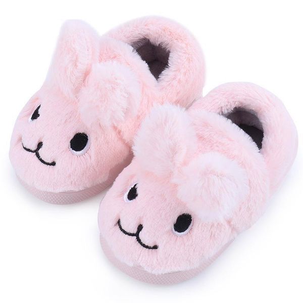 

slipper 2021 winter male female baby slippers kids home plush flip flops girl cartoon boy indoor house children soft flats shoes, Black;grey