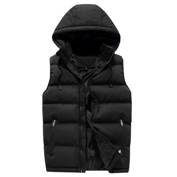 

men's vests 2021 men casual winter vest warm sleeveless jacket hooded fashion overcoat autumn waistcoat hat detachable s-5xl, Black;white