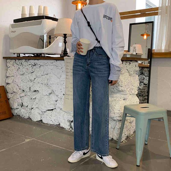 

2021 autumn high waist loose legs, Blue