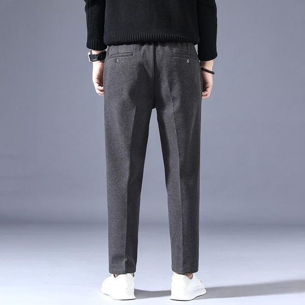 

men's suits & blazers autumn and winter business formal pants thick woolen cloth suit casual office trousers streetwear clothing, White;black