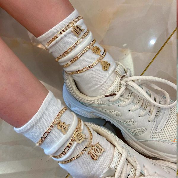 

anklets s-z initial letter for women copper gold color alphabet anklet bracelet bohemian foot trendy statement jewelry gift, Red;blue