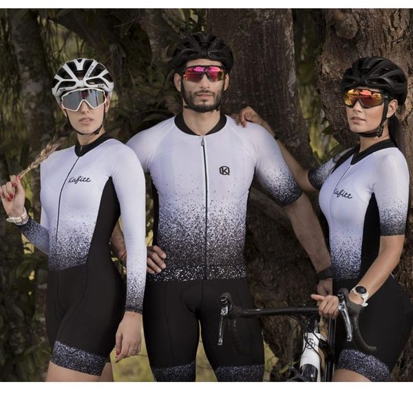 

racing sets 2021 kafiwhite long sleeved cycling jersey skinsuit women's go pro clothing ropa ciclismo hombre jumpsuit kits gel pad, Black;blue