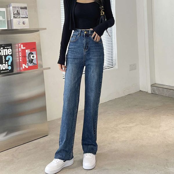 

women's loose and thin spring pants hanging feeling autumn wide leg, Blue