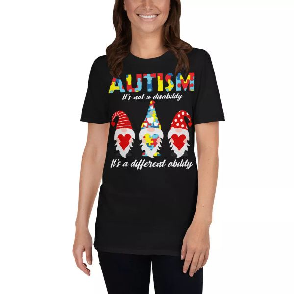 

autism it's not a disability it's gnomes autism awareness t-shirt, White;black