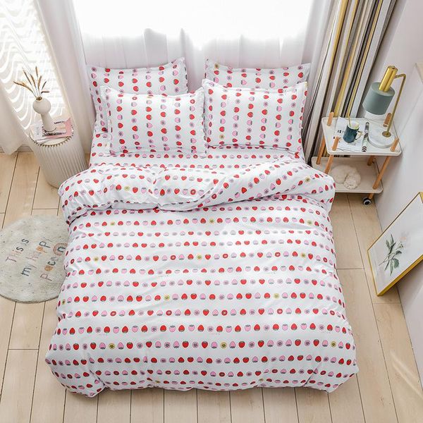 

bedding sets bed sheet pillowcase comforter cover duvet set 4 pieces white japanese style strawberyy pattern bedclothes oceania