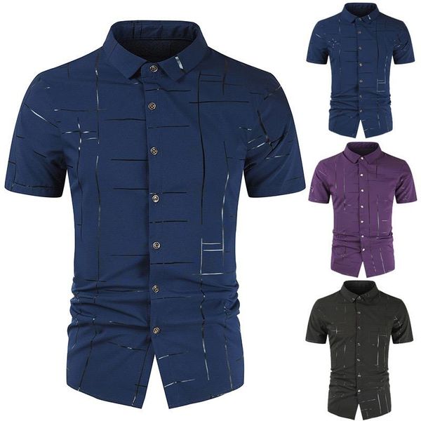 

mercerized cotton men's summer shirt solid color striped blouse business stylish button shirts men oversized -4xl black clothes casual, White;black