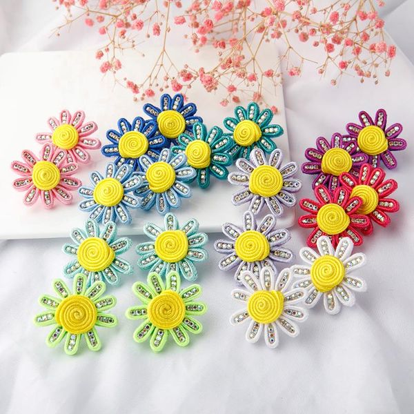 

stud cute earring floral flower daisy earrings handmade soutache sunflower chamomile design womens jewellery girl gift, Golden;silver