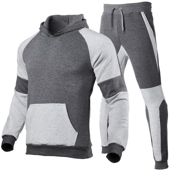 

men's tracksuits winter soft casual men sets washable slim fit cotton fashion tracksuit jacket chandal hombre clothing ec50ms, Gray