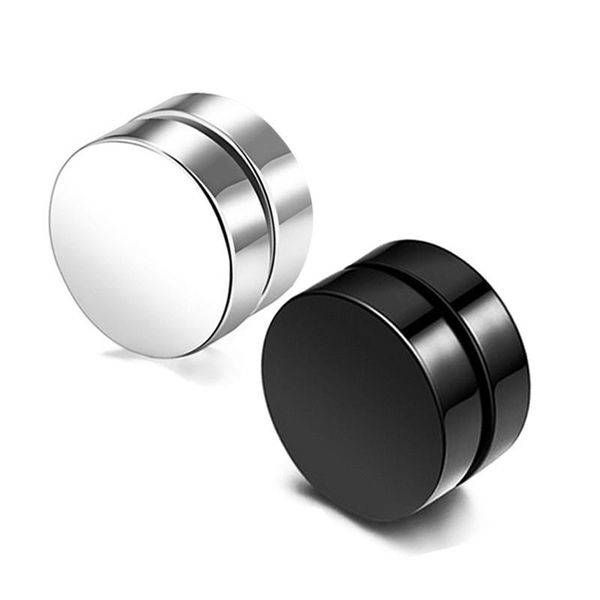 

stud 2pcs punk mens strong magnet magnetic ear earring set non piercing earrings fake gift for boyfriend jewelry, Golden;silver