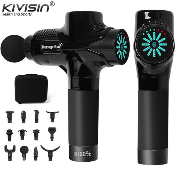 

massage gun 12 gear fascia high frequency muscle relax lcd touch adjustment vibration massager head
