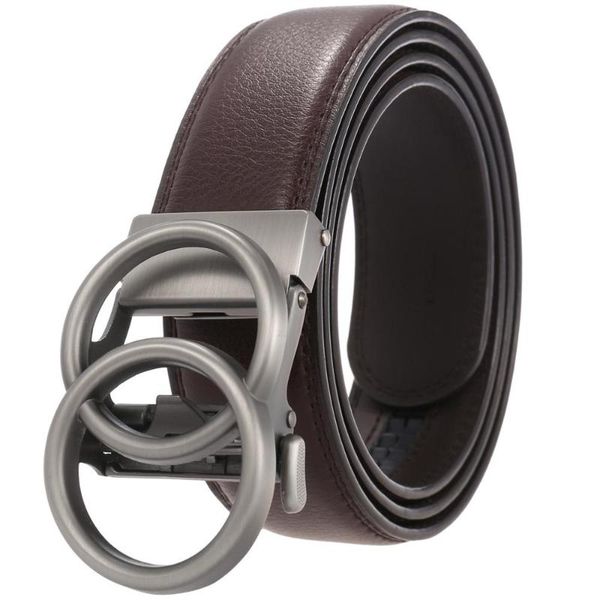 

belts men's belt ratchet dress with automatic buckle leather for men fashion, Black;brown