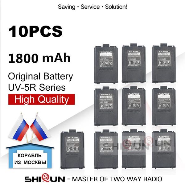 

walkie talkie 10pcs original baofeng handheld radio battery accessories for uv-5r 1800mah 7.4v