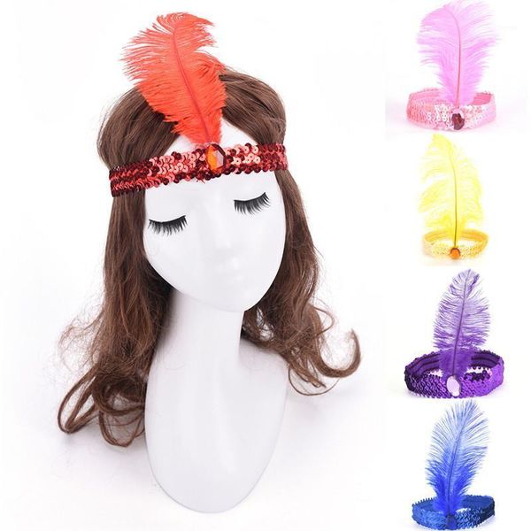 

festival supplies 1pc feather headband 23cm funny flapper sequin headpiece costume head band party favor hair accessories1