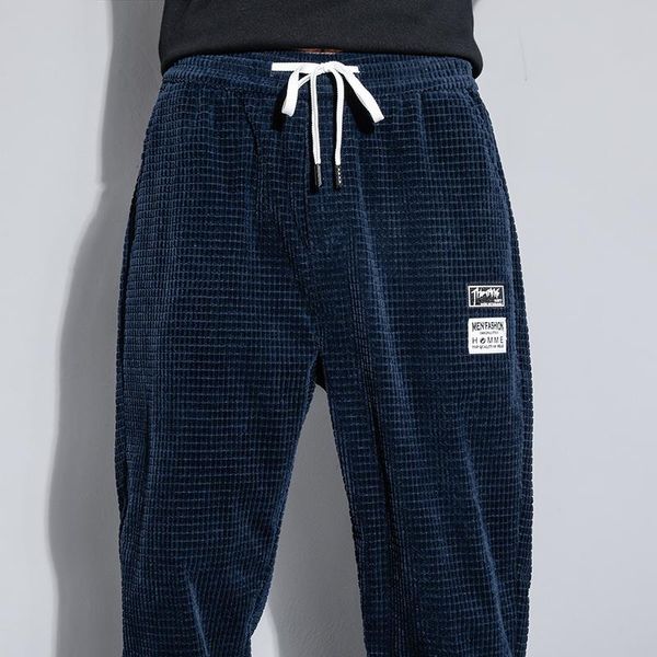 

men's pants brand autumn corduroy casual harem men clothing joggers japanese streetwear work trousers hip hop tracksuit m-4xl, Black