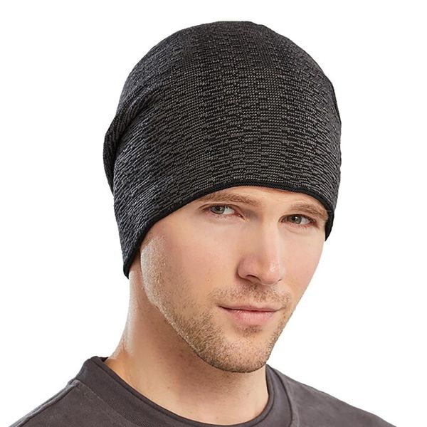 

beanies men winter hat women knitted hats for cap beanie gorro thick warm brimless fur bonnet men's outdoor caps cycling & masks, Black