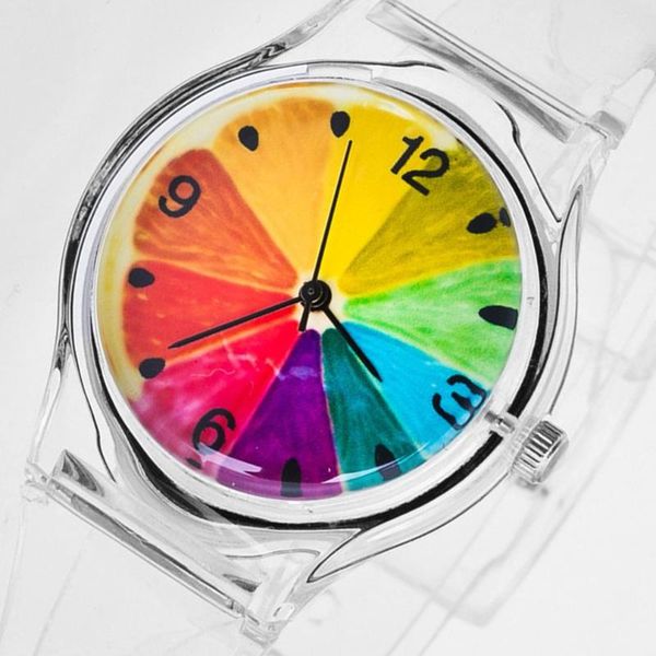 

wristwatches teen quartz watches multi-colors luminescent personality fruit print silicone atmospheric fashion boys girls watch children kid, Slivery;brown