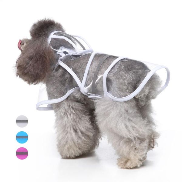 

dog apparel transparent raincoat hooded with reflective strip waterproof pet rainwear for small medium large dogs golden retriever