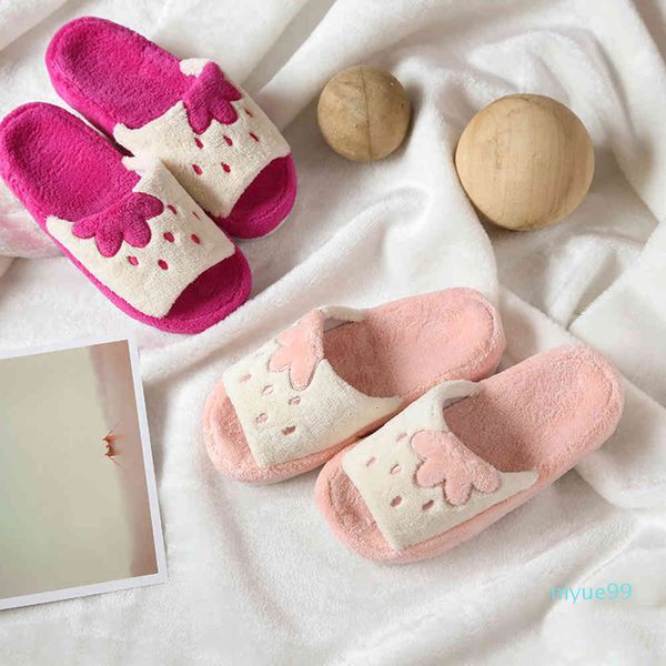 

couples winter indoor shoes coral velvet warm breathable open toe thick soled home cotton slippers for women, Black