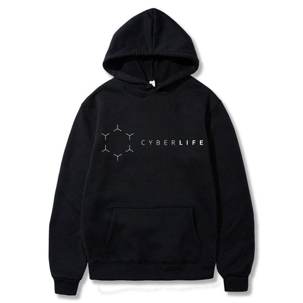 

men's hoodies & sweatshirts autumn winter cotton hooded casual loose thicked fleece pullover become human game fans clothing, Black