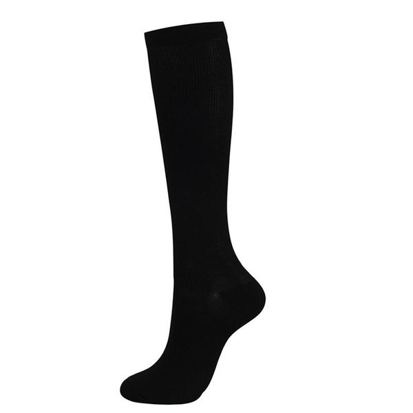 

sports socks solid color compression men and women long tube outdoor stretch multicolor, Black