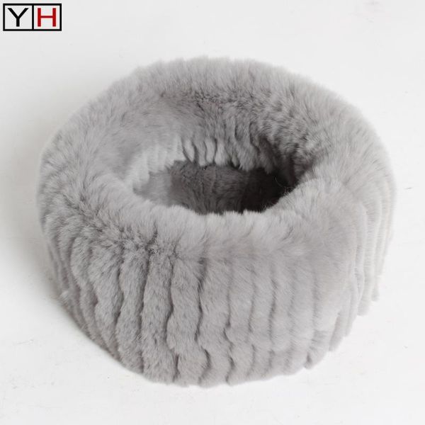 

scarves winter women's hand-made fur scarfs good elastic genuine rex ring 100%natural real, Blue;gray
