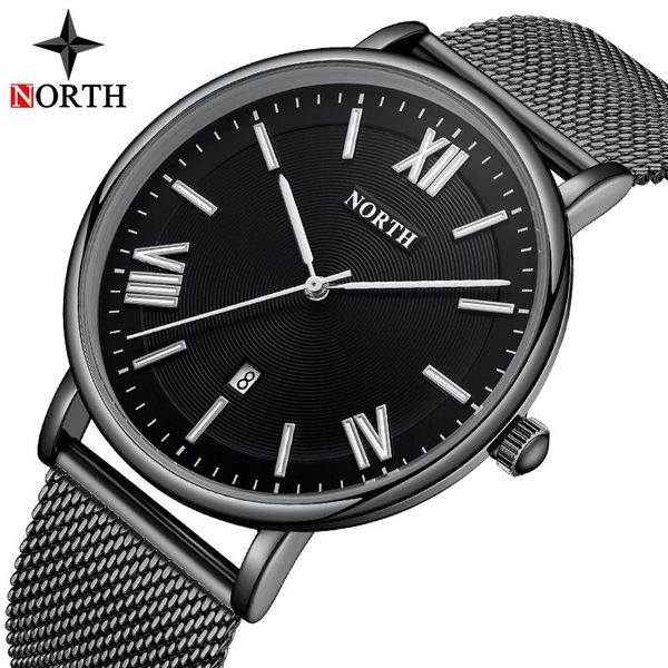 

wristwatches men watch north fashion casual stainless steel mesh belt quartz sport waterproof relogio masculino, Slivery;brown