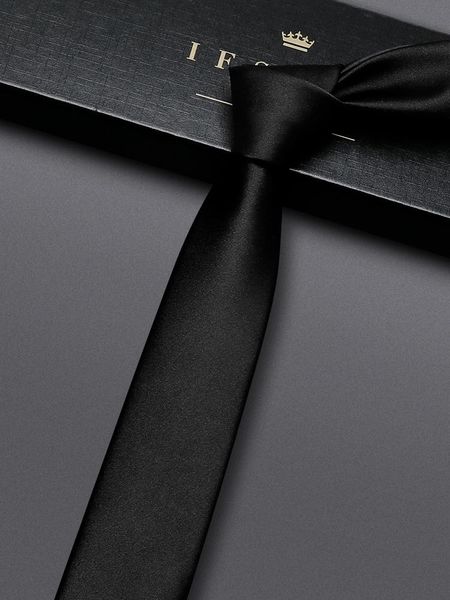

bow ties black 5 cm skinny tie for men fashion business dress suit necktie with gift box, Black;gray