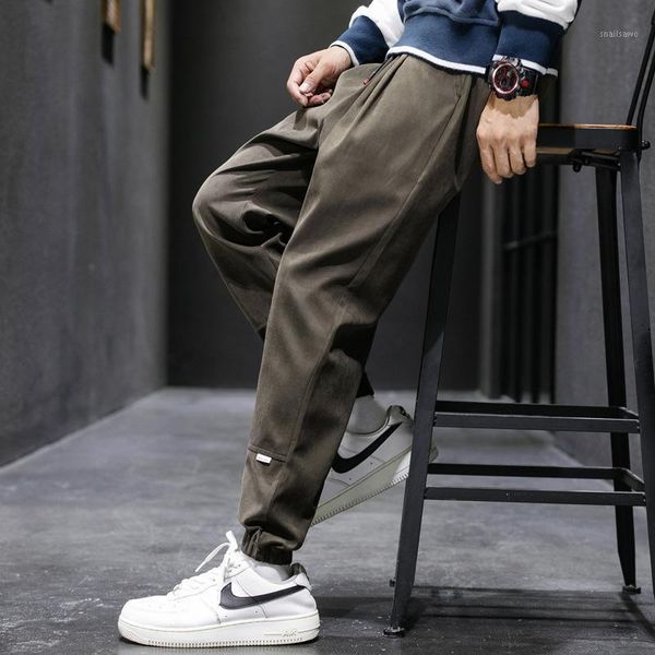 

spring and autumn capris men's workwear casual pants slim leggings student sports harem, Black