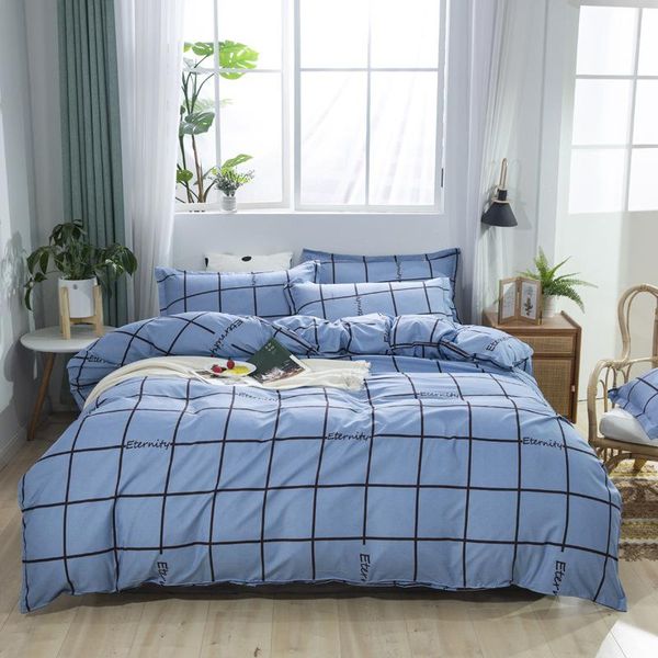 

bedding sets home textile simple style plaid duvet cover pillow case bed sheet breathable single double king  twin set oceania