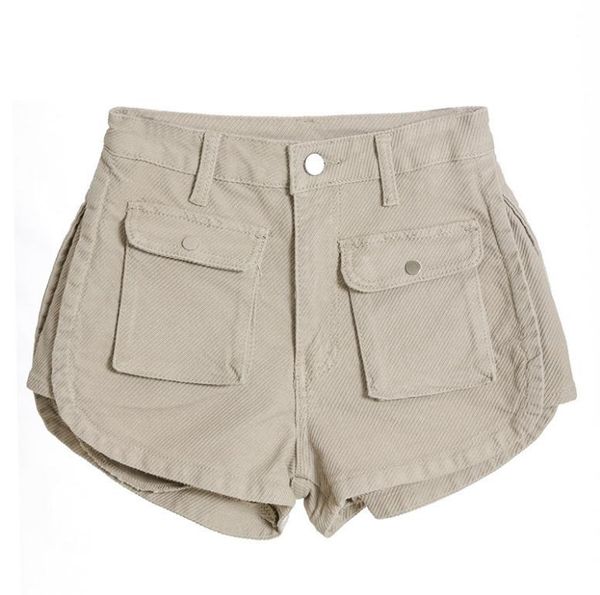 

brand women high waist pockets deim shorts fashion wide leg jeans short black/apricot female s/xl k1311 women's, White;black